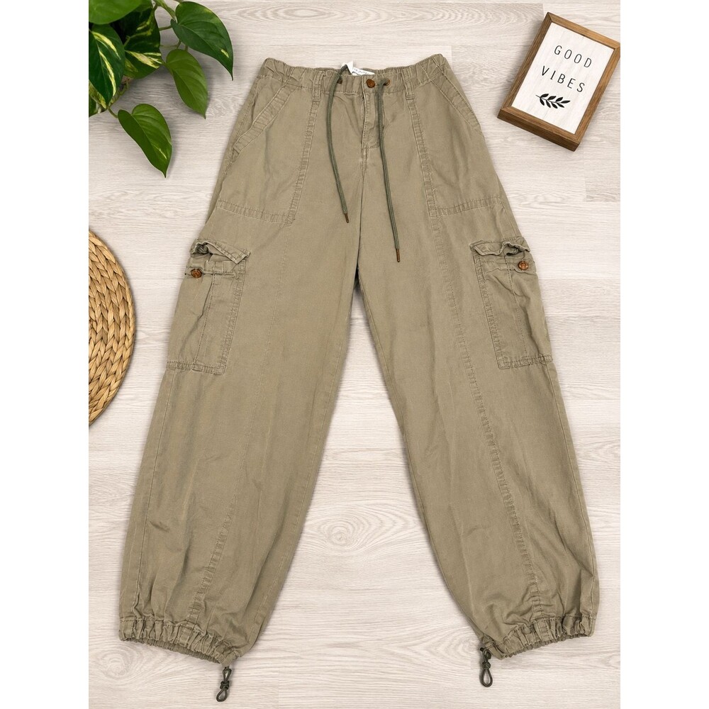Celebrity Pink Women’s M Khaki Cargo Jogger Pants Drawstring Utility Ripstop